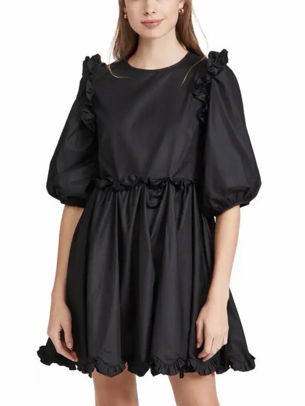 EN SAISON Poplin Scallop Detail Mini Dress